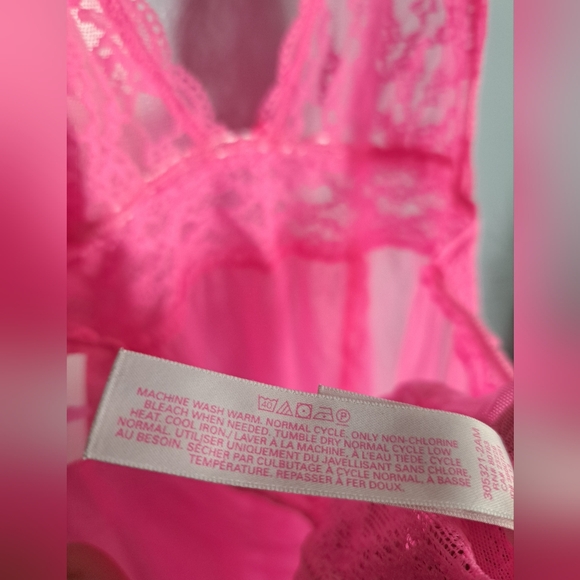 Victoria Secret Sheer Pink Lingerie Size Large - Picture 7 of 7